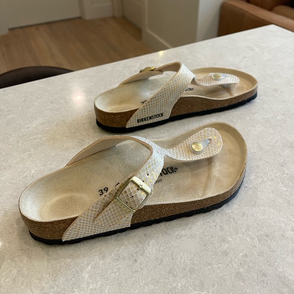 Birkenstock Gizeh Micro Fibre in Shiny Python Eggshell Size 39 - Picture 4 of 10